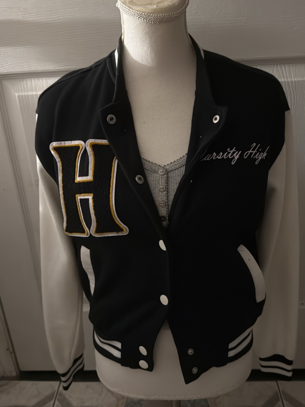 Varsity High Black & White Letterman Jacket